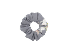 Load image into Gallery viewer, Eco Friendly Upcycled Silk Kimono Scrunchies Floral Gray