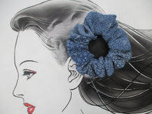 Load image into Gallery viewer, Vintage Silk Kimono Scrunchies, Ship from USA Eco Friendly Gift Blue