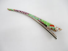 Load image into Gallery viewer, Orange Long Kimono Hair Clip, Vintage Silk Fabric Japanese Accessory