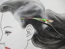 Load image into Gallery viewer, Orange Long Kimono Hair Clip, Vintage Silk Fabric Japanese Accessory