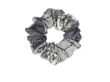 Load image into Gallery viewer, Gray Elegant Silk Kimono Upcycled Scrunchies, Ship from USA