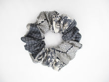 Load image into Gallery viewer, Gray Elegant Silk Kimono Upcycled Scrunchies, Ship from USA