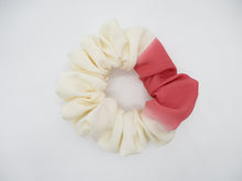 Load image into Gallery viewer, Pink Accent Cream White Silk Kimono Scrunchies Handmade Japanese Gift