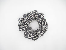 Load image into Gallery viewer, Black X White Kimono Scrunchie, Silk Scrunchy, Vintage Fabric Upcycled