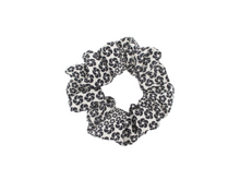 Load image into Gallery viewer, Black X White Kimono Scrunchie, Silk Scrunchy, Vintage Fabric Upcycled