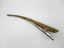 Load image into Gallery viewer, Brown Silk Kimono Clip, Long Metal Hair Clip