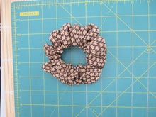 Load image into Gallery viewer, Brown Silk Kimono Scrunchies, Japanese Hair Accessory Upcycled Handmade