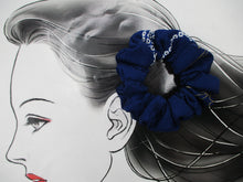 Load image into Gallery viewer, Purplish Blue Silk Kimono Scrunchies Japanese Fabric Handmade
