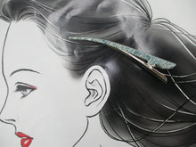 Load image into Gallery viewer, Floral Light Gray Blue Minimalist Hair Kimono Clip 130mm Long