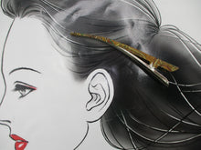 Load image into Gallery viewer, Brown Silk Kimono Clip, Long Metal Hair Clip
