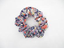 Load image into Gallery viewer, Blue Silk Kimono Fabric Scrunchies, Ship from USA Floral
