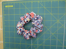 Load image into Gallery viewer, Blue Silk Kimono Fabric Scrunchies, Ship from USA Floral
