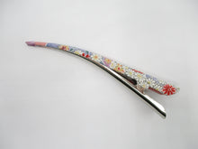 Load image into Gallery viewer, Pink Floral Japanese Kimono Long Metal Hair Clip, Eco Friendly Gift, Ship from USA