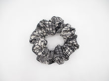 Load image into Gallery viewer, Black Kiribame Silk Kimono Scrunchies, Japanese Fabric Hair Tie