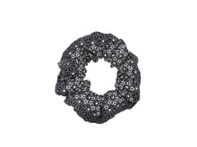 Load image into Gallery viewer, Black Asanoha Silk Kimono Scrunchie Vintage Fabric Accessory