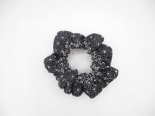Load image into Gallery viewer, Black Asanoha Silk Kimono Scrunchie Vintage Fabric Accessory