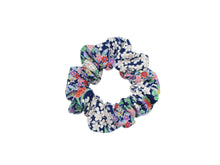 Load image into Gallery viewer, Silk Kimono Scrunchies Ship from USA Handmade Japanese Gift, Blue Floral