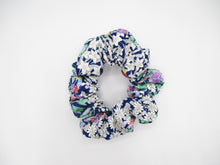 Load image into Gallery viewer, Silk Kimono Scrunchies Ship from USA Handmade Japanese Gift, Blue Floral
