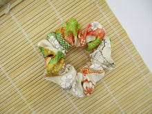 Load image into Gallery viewer, Elegant Pastel Kimono Scrunchies, Vintage Silk Fabric Hair Tie