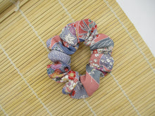 Load image into Gallery viewer, Pink Kimono Scrunchies, Silk Fabric Hair Tie Ship from USA Floral