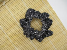 Load image into Gallery viewer, Black Asanoha Silk Kimono Scrunchie Vintage Fabric Accessory