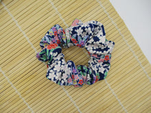 Load image into Gallery viewer, Silk Kimono Scrunchies Ship from USA Handmade Japanese Gift, Blue Floral