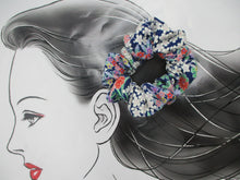 Load image into Gallery viewer, Silk Kimono Scrunchies Ship from USA Handmade Japanese Gift, Blue Floral