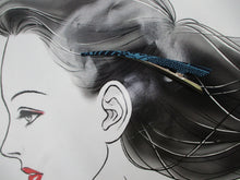 Load image into Gallery viewer, Blue Japanese Silk Kimono Fabric Covered Alligator Kimono Hair Clip