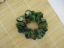 Load image into Gallery viewer, Japanese Fabric Kimono Hair Tie Silk Kimono Upcycled Chirimen Green