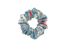 Load image into Gallery viewer, Silk Kimono Scrunchies, Japanese Fabric Hair Tie Light Blue Floral