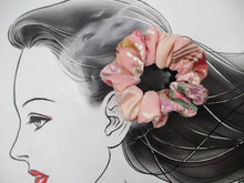 Load image into Gallery viewer, Silk Recycled Kimono Scrunchie, Ship from USA Upcycled Sakura Pink