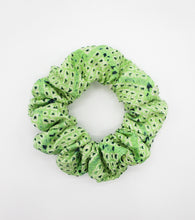 Load image into Gallery viewer, Silk Kimono Fabric Hair Tie, Kimono Scrunchie Ship from USA, Green Shibori