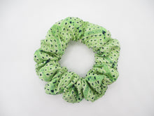 Load image into Gallery viewer, Silk Kimono Fabric Hair Tie, Kimono Scrunchie Ship from USA, Green Shibori