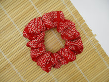 Load image into Gallery viewer, Red Shibori Vintage Kimono Scrunchies, Handmade Ship from USA