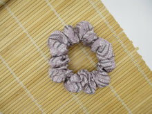 Load image into Gallery viewer, Minimalist Silk Kimono Japanese Fabric Scrunchies Light Purple Shibori