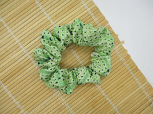Load image into Gallery viewer, Silk Kimono Fabric Hair Tie, Kimono Scrunchie Ship from USA, Green Shibori