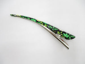 Green X Black Minimalist Silk Kimono Hair Clip Ship from USA 130mm, 5 1/8 inches