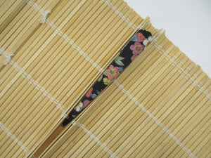 Floral Japanese Silk Kimono Fabric Covered Alligator Kimono Hair Clip Black