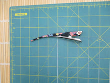 Load image into Gallery viewer, Floral Japanese Silk Kimono Fabric Covered Alligator Kimono Hair Clip Black
