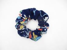 Load image into Gallery viewer, Beautiful Japanese Vintage Upcycled Silk Kimono Fabric Scrunchies Blue
