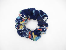 Load image into Gallery viewer, Beautiful Japanese Vintage Upcycled Silk Kimono Fabric Scrunchies Blue