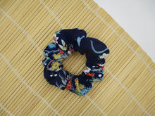 Load image into Gallery viewer, Beautiful Japanese Vintage Upcycled Silk Kimono Fabric Scrunchies Blue
