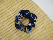 Load image into Gallery viewer, Beautiful Japanese Vintage Upcycled Silk Kimono Fabric Scrunchies Blue