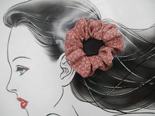 Load image into Gallery viewer, Silk Kimono Scrunchies, Japanese Gift Ship from USA, Pink Tiny Flowers