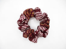 Load image into Gallery viewer, Brown Purple Shibori Silk Kimono Scrunchies, Ship from USA