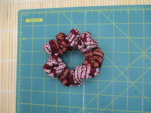 Load image into Gallery viewer, Brown Purple Shibori Silk Kimono Scrunchies, Ship from USA