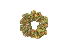 Load image into Gallery viewer, Vintage Silk Kimono Scrunchies, Ship from USA Brown Floral Hair Tie