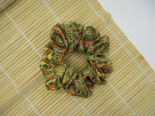 Load image into Gallery viewer, Vintage Silk Kimono Scrunchies, Ship from USA Brown Floral Hair Tie