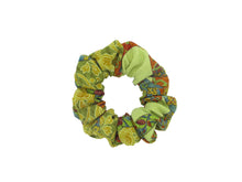 Load image into Gallery viewer, Chirimen Green Silk Kimono Scrunchies Japanese Fabric Handmade
