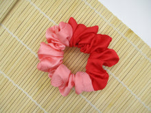 Load image into Gallery viewer, Silk Kimono Scrunchies, Japanese Fabric Hair Tie Red X Pink